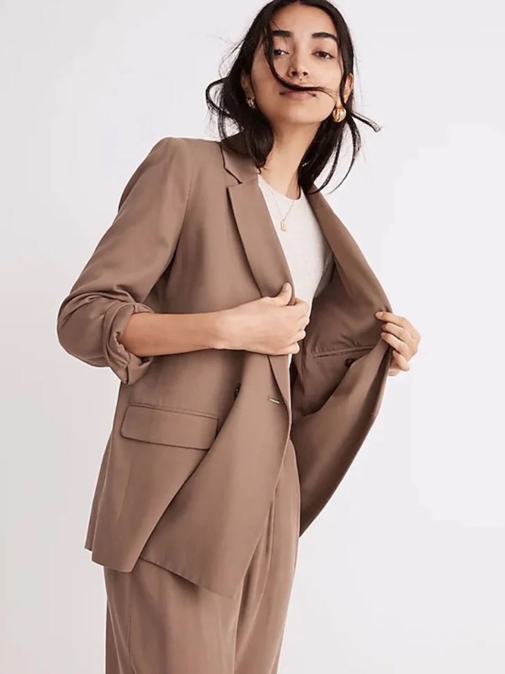 Madewell Drapeweave Caldwell Double-BreastedBlazer in Castle Rock Size XXS